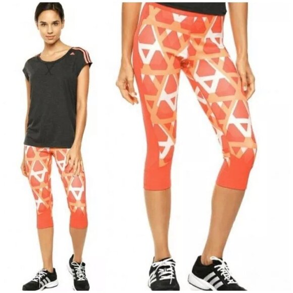 Adidas Womens Techfit Climalite Bright Colorful Capri Leggings Cropped Pant Sz S - Picture 1 of 12